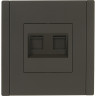 Розетка компьютерная 2-местная IEK FORTEPIANO RJ45 категория 5E FP333 серый FP-K20-1-K03